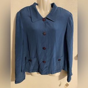 Talbots size 12 women’s pure silk dark teal career blazer jacket